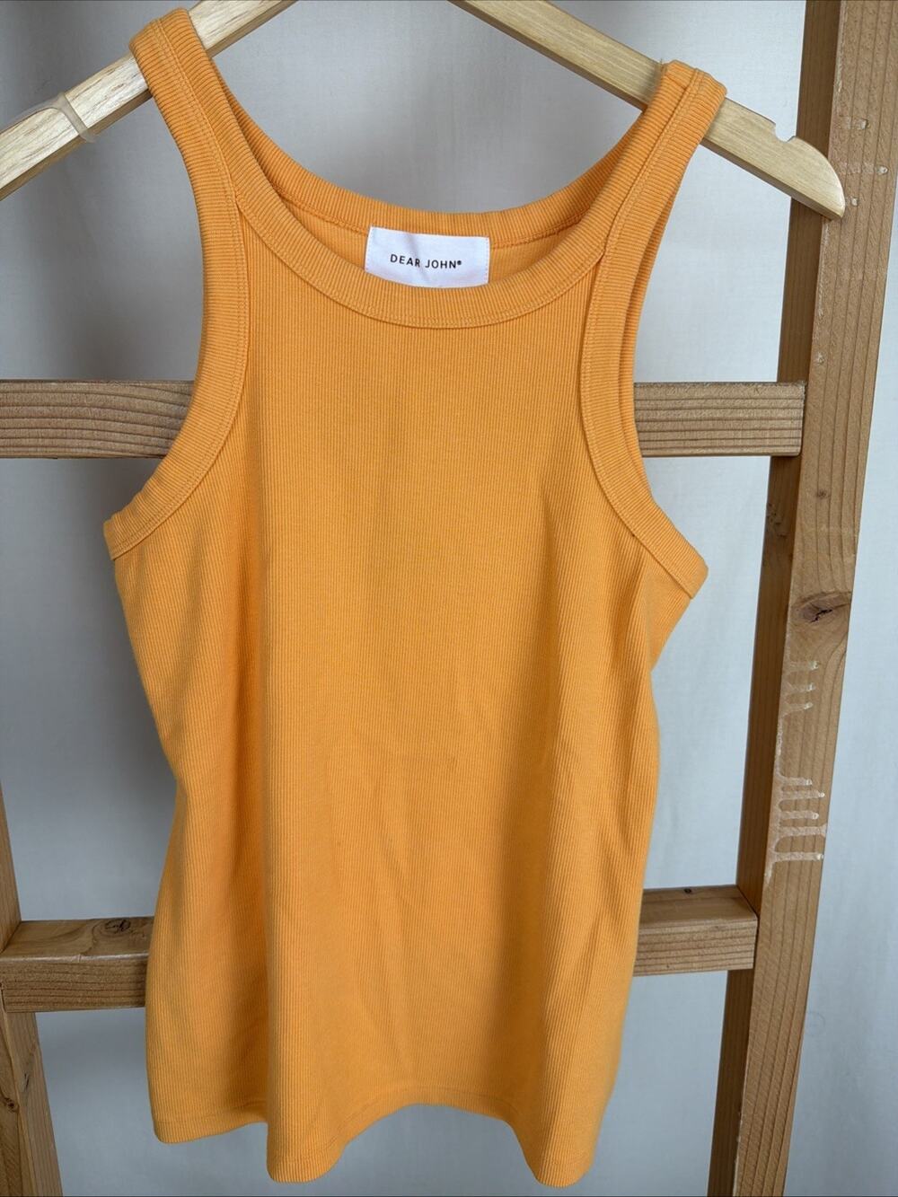 NWT Dear John Tamia Orange Sherbert Scoop Neck Ribbed Tank Top #1098 Size SMALL